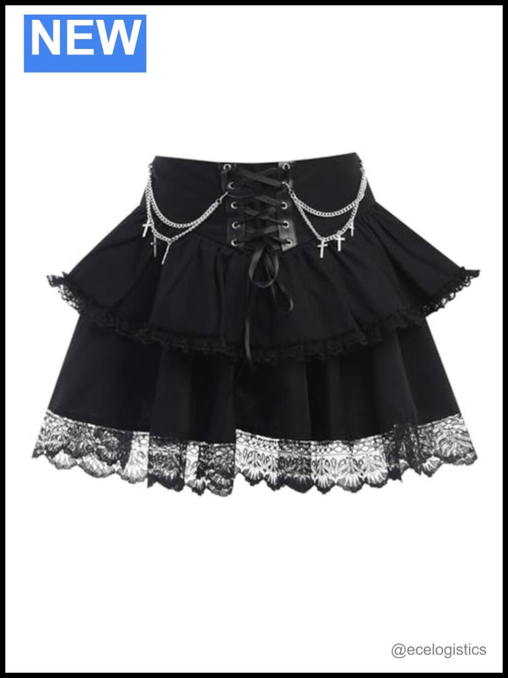 Gothic Punk Tiered Mini Skirt High Waisted Y2K Rave Fairy Steampunk